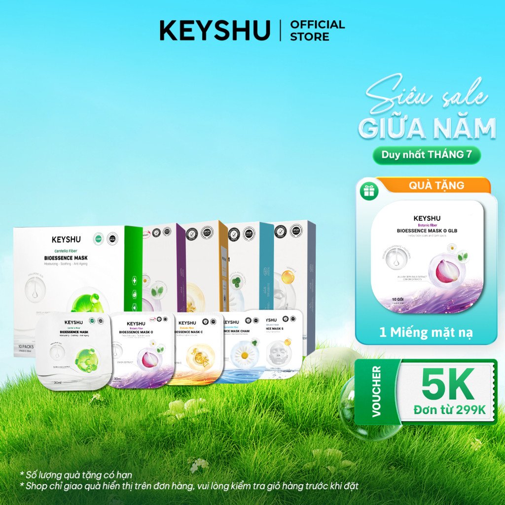 Hộp Mặt Nạ KEYSHU 10 Miếng 30ML Dưỡng Ẩm, Làm Mềm Da, Hỗ Trợ Ngăn Ngừa Lão Hóa