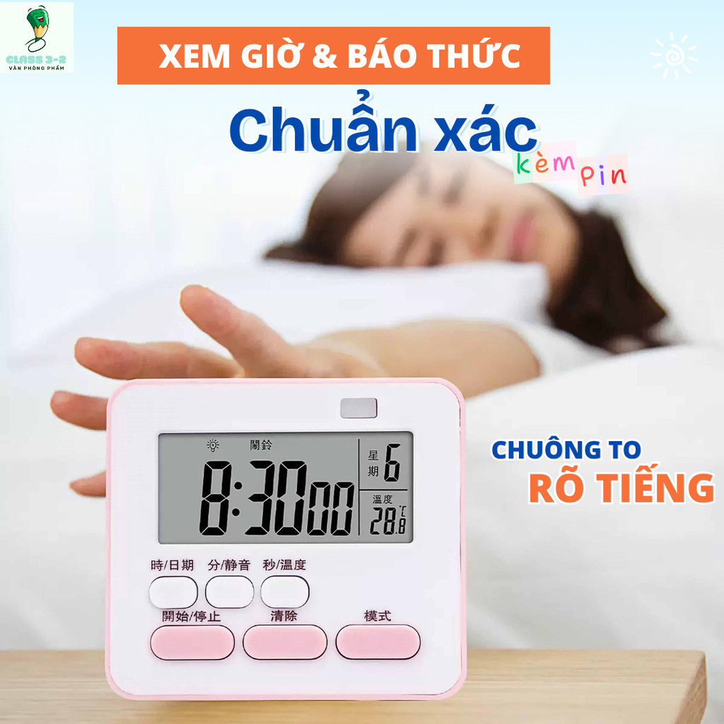 Đồng hồ bấm giờ kỹ thuật số đếm ngược, thích hợp cho nấu ăn, làm bánh, tập thể dục, thể thao, tiện lợi và bền bỉ