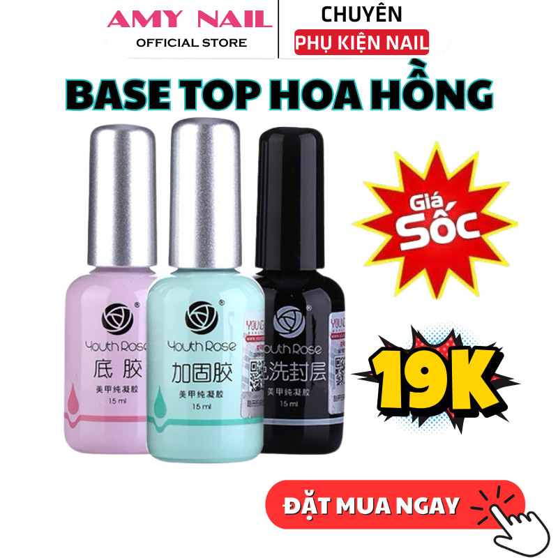 Base Top Cứng Móng Youth Rose Hoa Hồng , Dòng Sản Phẩm Giá Rẻ Phù Hợp Học Viên, Làm Nailbox 15Ml