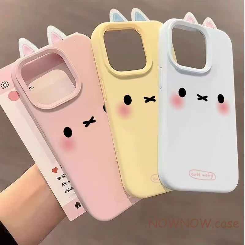 Cho iPhone 17 Air 16 15 14 13 12 11 Pro Max X XR XS MAX 7 8 Plus Hoạt Hình Biểu Hiện Dễ Thương 3D Tai Mèo Họa Tiết Da Màu Hồng Vỏ Điện Thoại Mềm