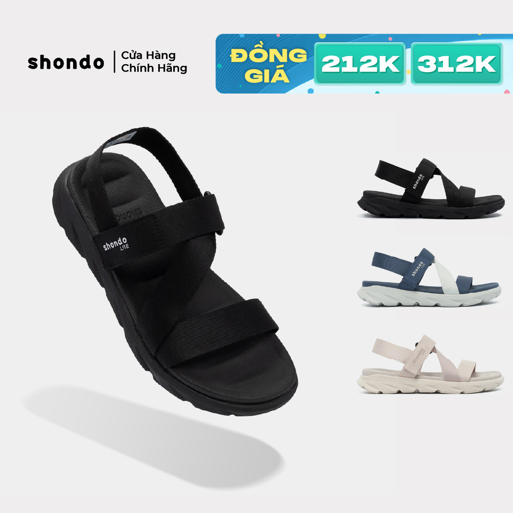 Giày Sandal Nam Nữ Shondo F6S Lite Quai Hậu Đi Học Nhiều Màu