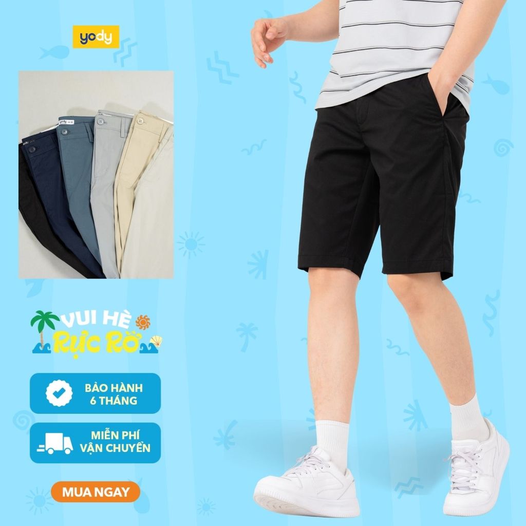  Quần sooc nam YODY diễu túi hậu, quần kaki hạn chế xù lông, bám bụi, nhăn nhàu QSM5057