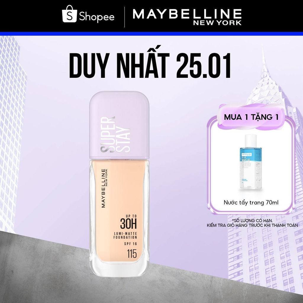 Kem nền bắt sáng Superstay Lumi Matte 30H che phủ siêu nhẹ mặt Maybelline New York 35ml [MỚI]