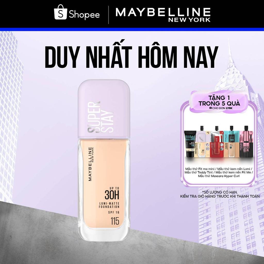 Kem nền bắt sáng Superstay Lumi Matte 30H che phủ siêu nhẹ mặt Maybelline New York 35ml [MỚI]