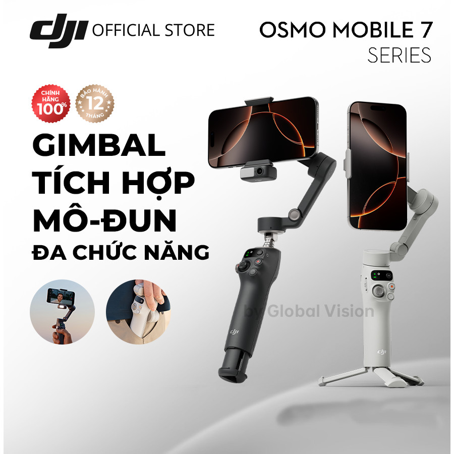 Gimbal chống rung điện thoại DJI Osmo Mobile 7 theo dõi chủ thể, 7P có mô đun tích hợp đèn chiếu sáng (DJI OM 7 Series)