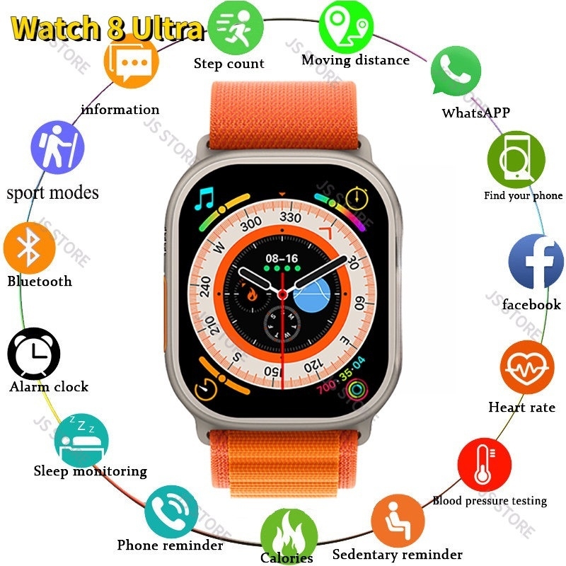 Đồng hồ thông minh Watch 8 Ultra Series 8 Đồng hồ thông minh kỹ thuật số dành cho nam thể thao chống nước Đồng hồ thông minh cho IOS Android