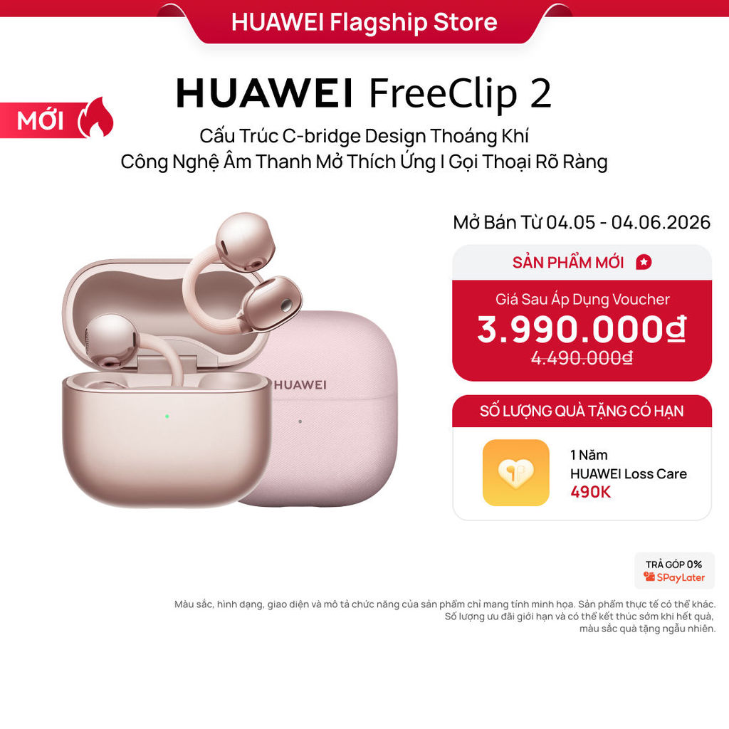 Tai Nghe HUAWEI FreeClip 2 | Cấu Trúc C-bridge Design Thoáng Khí | Công Nghệ Âm Thanh Mở Thích Ứng | Gọi Thoại Rõ Ràng