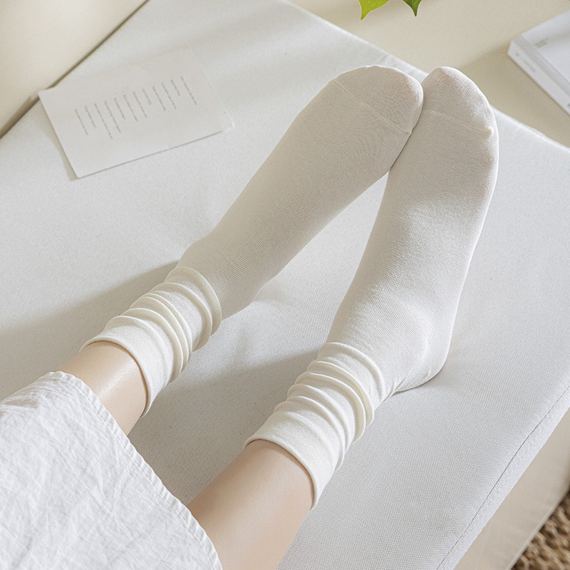 Set 5 Đôi Tất Cổ Cao Cotton Mềm, Vớ Trơn 3 Màu Bo Chun Siêu Co Giãn tt45 Orla