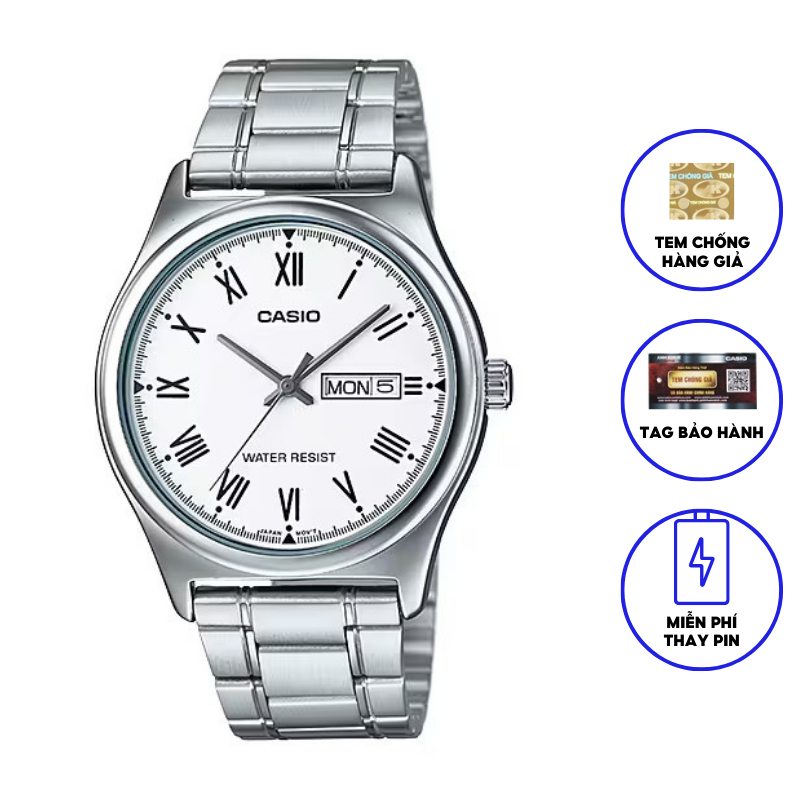 Đồng hồ nam dây kim loại chính hãng Casio MTP-V006D-7BUDF