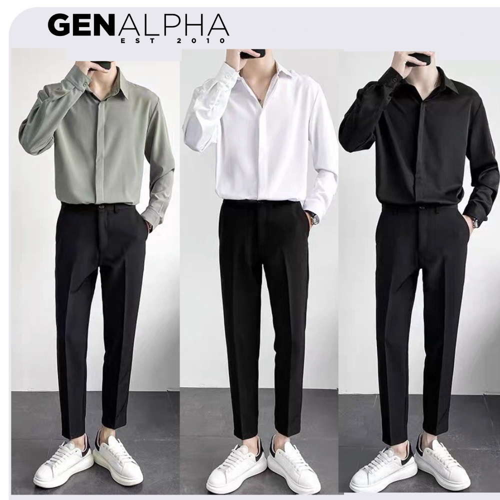 Combo quần áo nam quần tây nam kèm áo sơ mi tay dài cao cấp GEN ALPHA , set âu phục GEN145