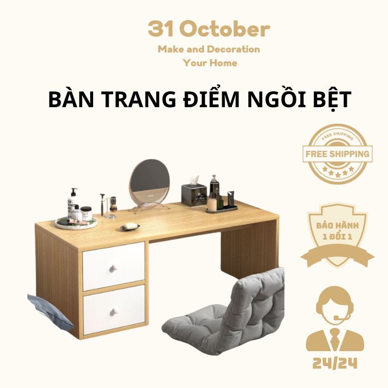 Bàn Trang Điểm Ngồi Bệt Có Ngăn Kéo - Bàn Làm Việc Ngồi Bệt Gỗ MDF Phủ Melamine Cao Cấp