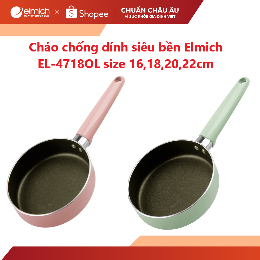 Chảo chống dính Ceramic Elmich EL-4718OL size 16,18,20,22cm