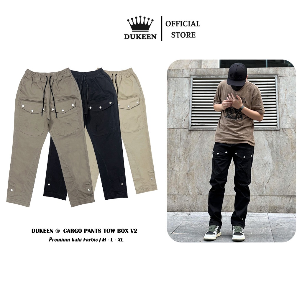 Quần Cargo Pants Tow Box V2 Nam Nữ Túi Hộp Ống Suông Chất Liệu Kaki Co Giãn 4c Đen/Be/Nâu Lạnh Q041