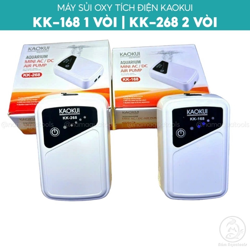 Máy Sủi Oxy Tích Điện Kaokui KK-168, KK-268 – Máy sủi oxy dự phòng 1 vòi, 2 vòi cho hồ cá thuỷ sinh