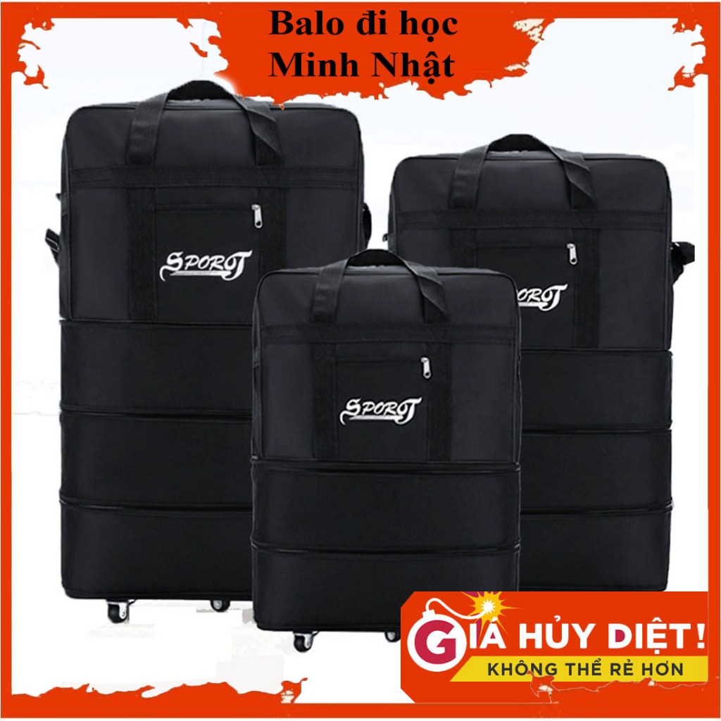 Túi Hành Lý Có Thể Gập Lại Để Đi Công Tác Du Lịch 4 & 5 bánh xe Sporot mở rộng tầng ngăn kéo 3 Size xếp gọn tiện lợi