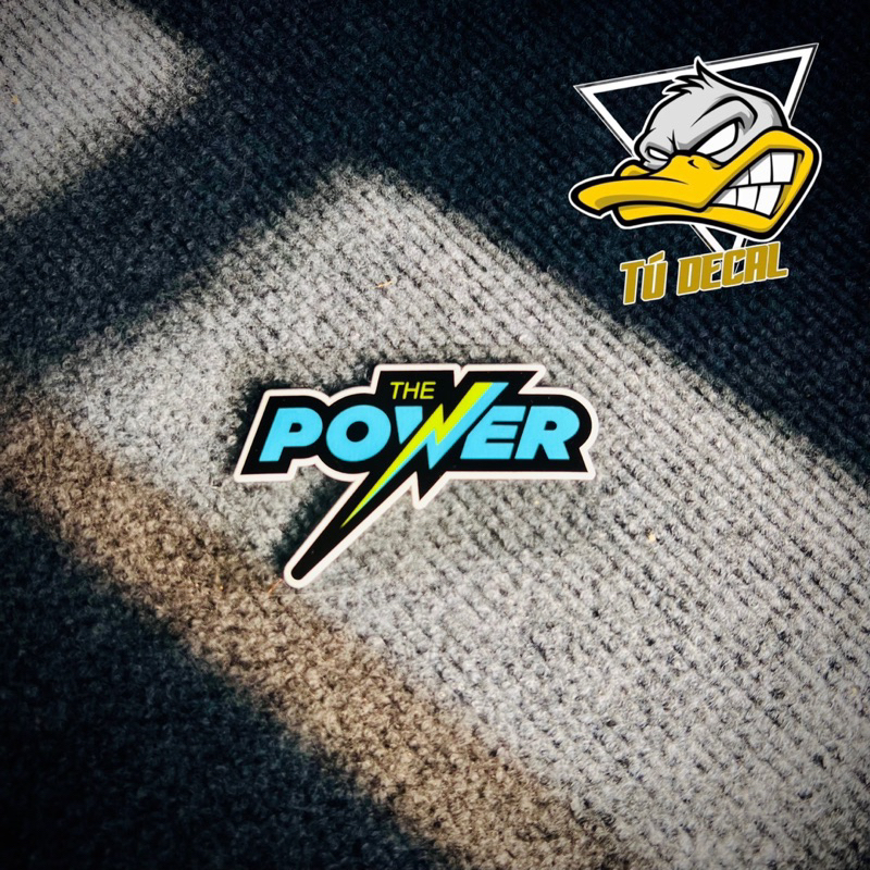 Tem Sticker Chữ The Power Phối Màu Xanh Viền Đen Dán Trang Trí Xe Máy, Nón Mũ Bảo Hiểm, Decal Lột Được Lớp Trong- MinhTu