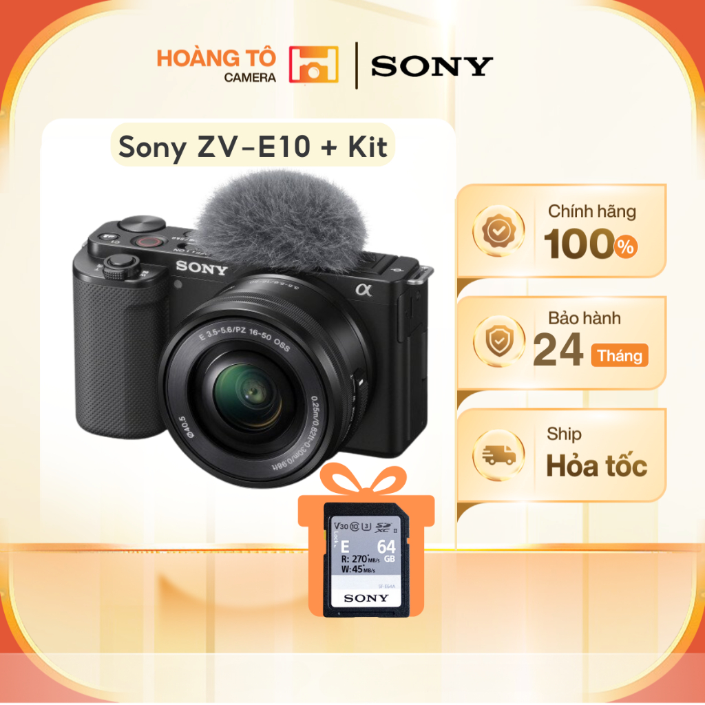 Máy ảnh Sony ZV-E10 + Lens 16-50mm (ZVE10) Mới chính hãng | Tặng thẻ 64gb