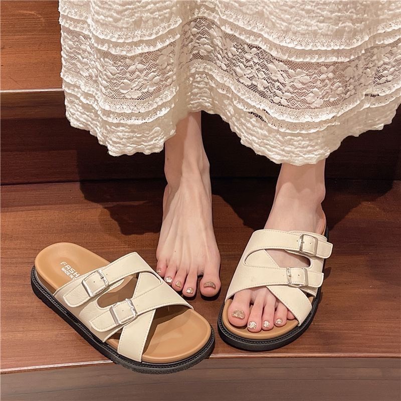 Dép 2 Quai Đan Chéo 2 KHUY Đế Cao 3cm (Dép quai nhựa) A05