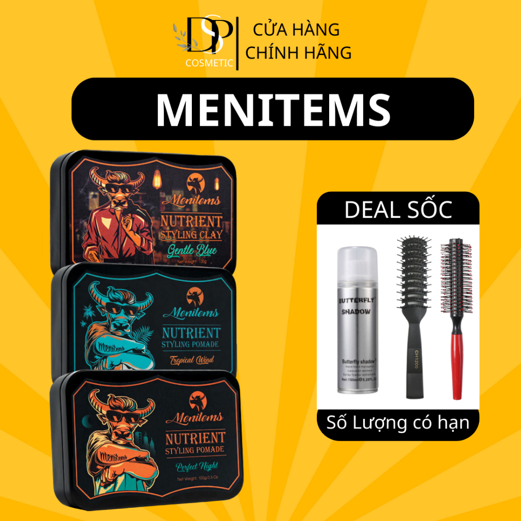 Sáp Vuốt tóc MENITEMS 50/100GR Sáp dưỡng tạo kiểu tự nhiên, giữ nếp