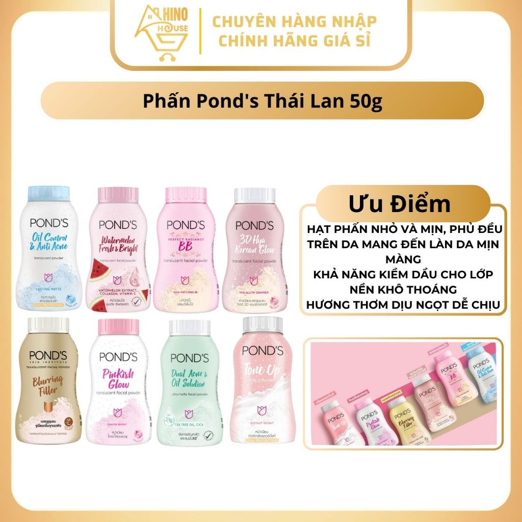 Phấn Phủ Pond's 50g Thái Lan Dạng Bột, Giúp Che Khuyết Điểm, Hương Thơm Dịu Nhẹ - Hinohouse