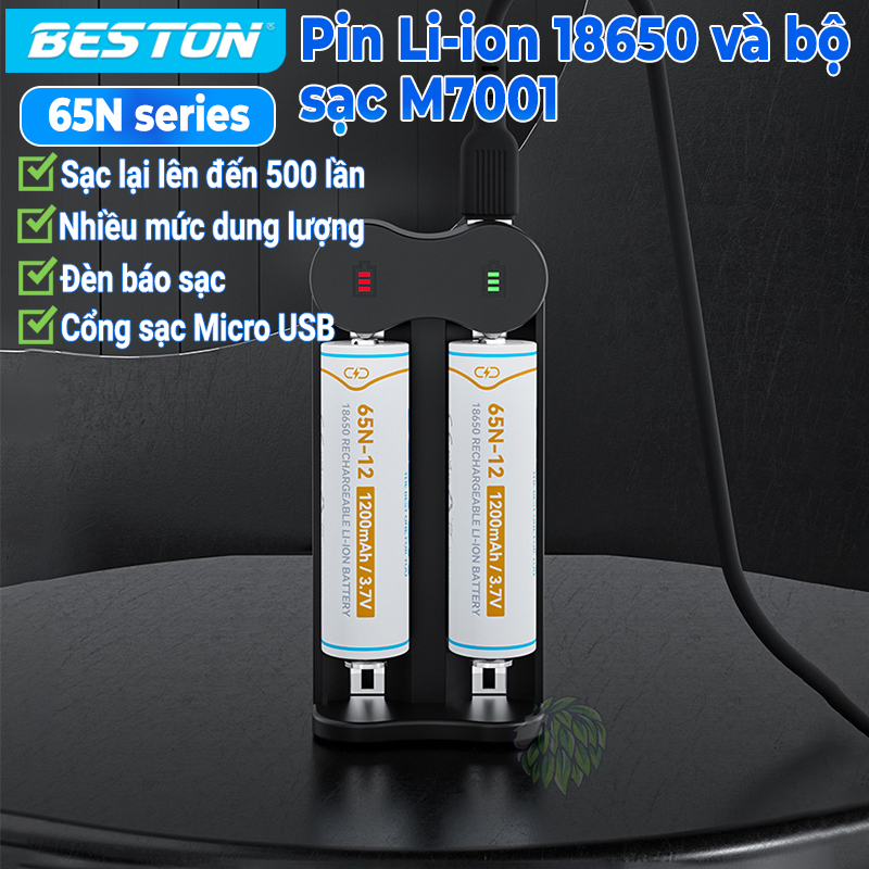 Pin sạc Lithium 18650 đầu lồi - pin sạc Beston điện áp 3.7V, dung lượng cao lên đến 1800mAh, dùng cho đèn pin, quạt mini