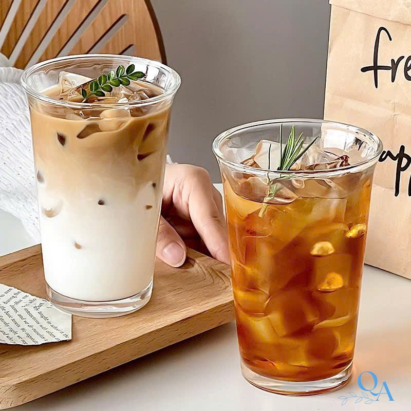 Cốc Thủy Tinh Miệng Loe Phong Cách Hàn Quốc | Ly Dáng Trụ Đơn GIản Chuyên Dụng Uống Cà Phê, Sinh Tố, Cocktail, Nhà Hàng