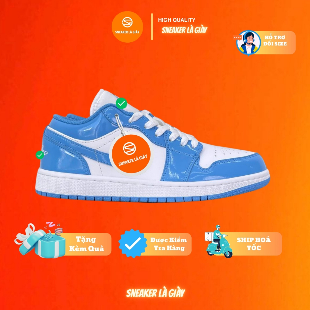 Giày sneaker cổ thấp màu xanh bóng Fullbox nam nữ