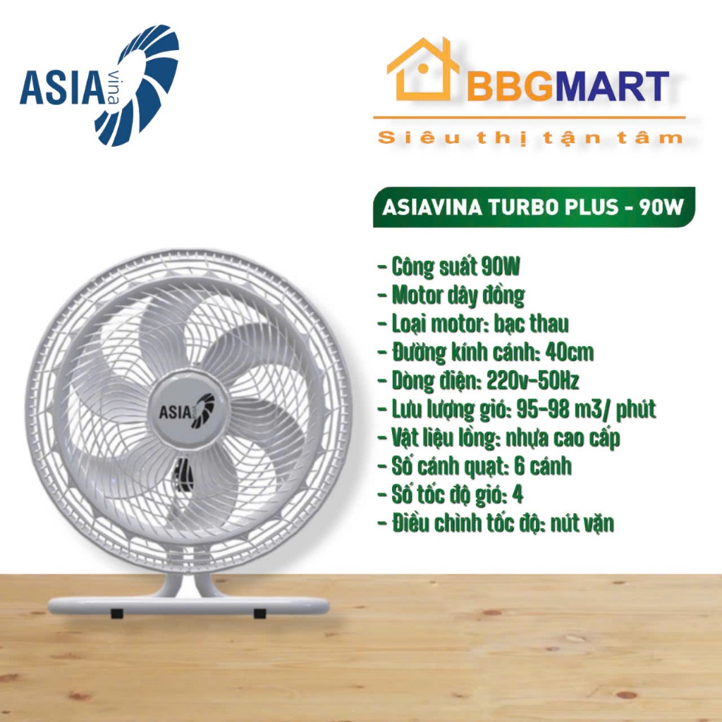 Quạt sàn Asia TURBO PLUS 6 cánh bán công nghiệp 90W - VY636792 - Bảo hành 24 tháng