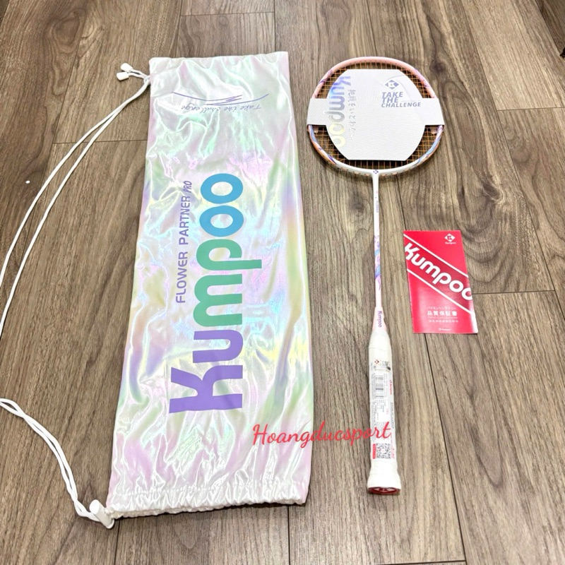 Vợt cầu lông Kumpoo Flower Partner chính hãng 4U carbon công thủ toàn diện căng sẵn 10.5kg tặng quấn cán, túi vợt