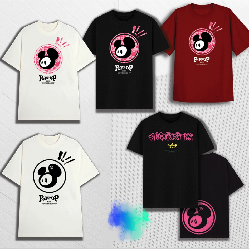 Áo Thun Nam Nữ PopPop Mascot In Hình Siêu Cute Vải Cotton 2 Chiều Form Rộng Tay Lỡ. Áo Phông Nữ PopPop Mascot Unisex.