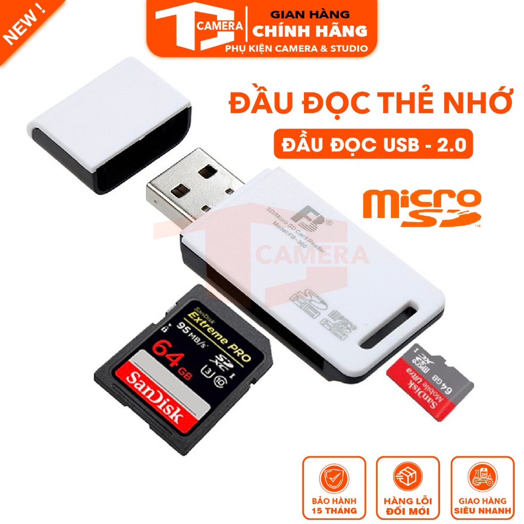 Đầu Đọc Thẻ Nhớ. Đầu Đọc Thẻ Nhớ SD Chính Hãng FB-360 (Bảo Hành 12 Tháng)