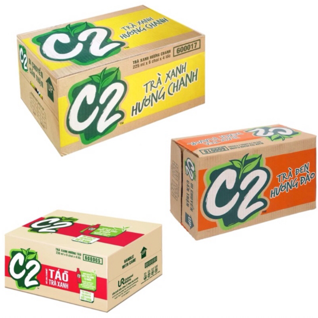 Thùng 24 Chai Trà C2 Đủ Vị 225ml-Thức Uống Giải Khát Cho Mọi Lứa Tuổi