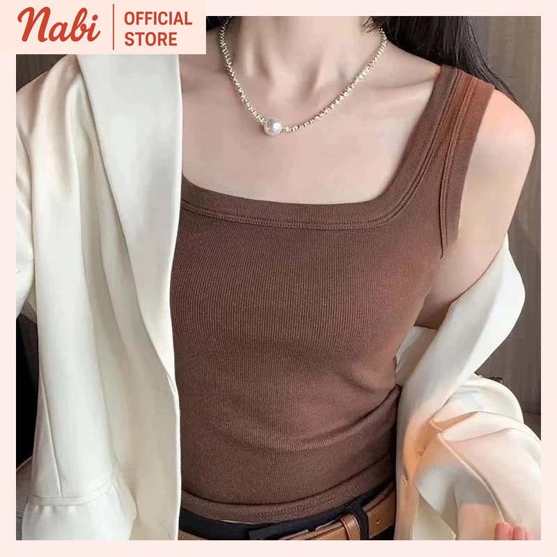 [Không Mút Ngực] Áo Ba Lỗ Nữ Cổ Vuông Ôm Dáng, Áo Dáng Tanktop Thun Tăm Co Giãn Nhiều Màu