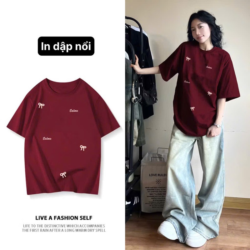 Áo thun salmo nơ style Hàn Quốc dễ mặc , dễ phối đồ đi làm , đi chơi dạo phố , đi học … Chất cotton mềm mỏng và mát