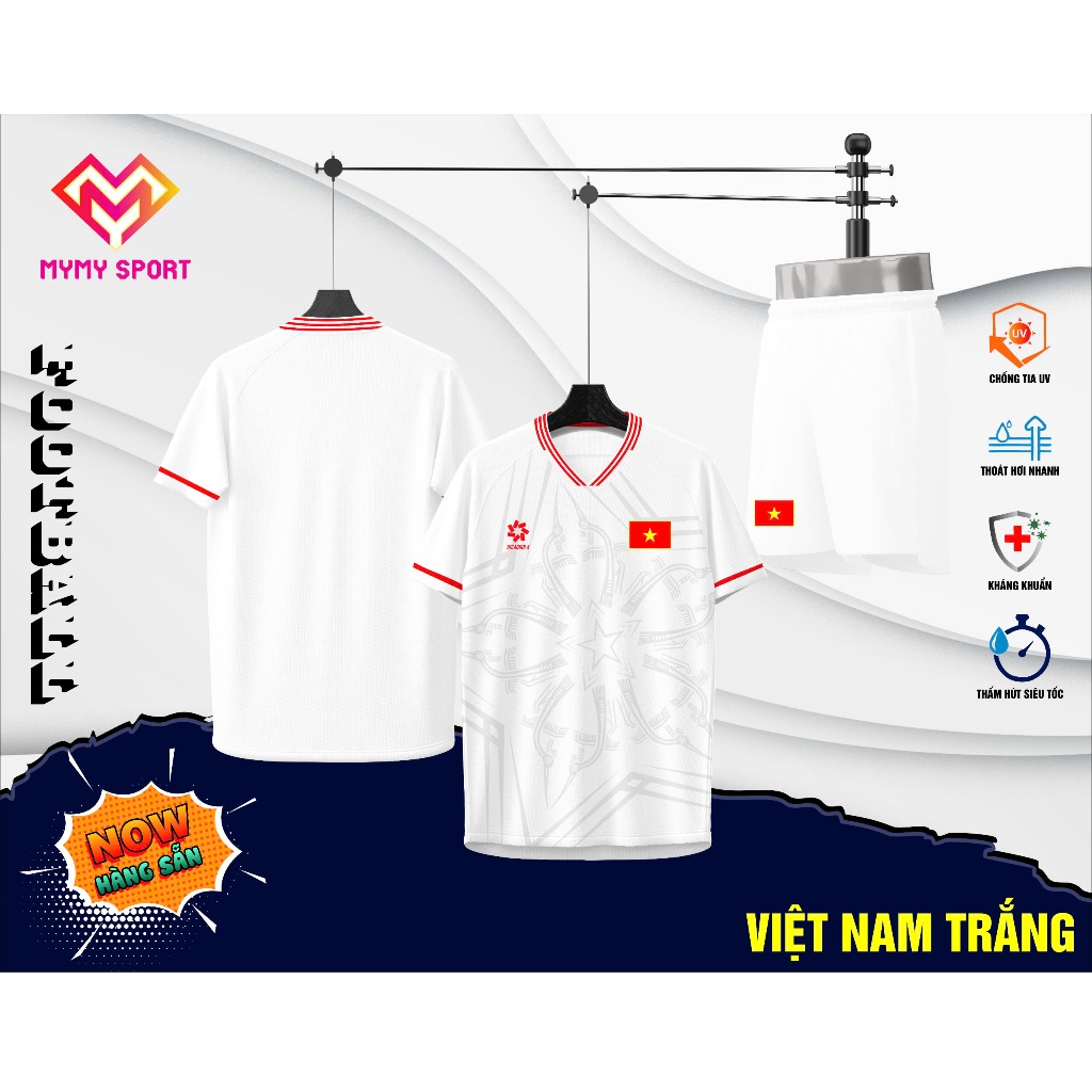 Bộ quần áo bóng đá đội tuyển VIỆT NAM TRẮNG 2024 - VẢI GAI THÁI CAO CẤP loại 1 💎𝑭𝑹𝑬𝑬 𝑺𝑯𝑰𝑷💎