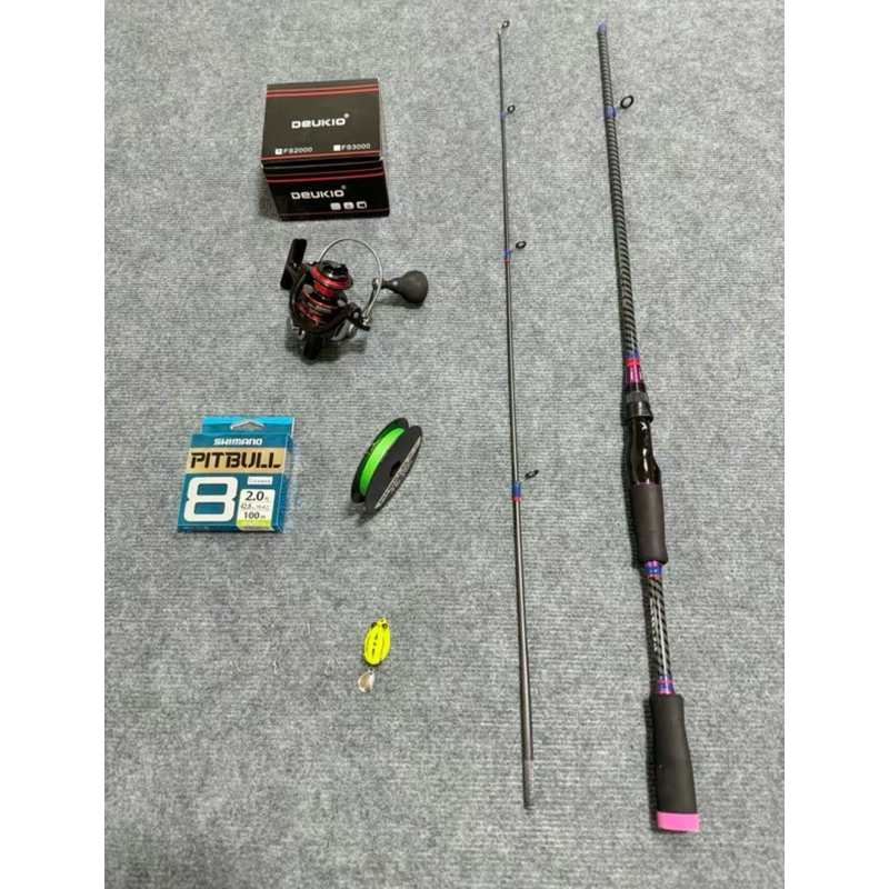 Combo Cần Câu Lure Crocodile & Máy Deukio FS2000, Tặng Đầy Đủ Phụ Kiện, Câu Lóc Chẽm, Giá Rẻ Cho Người Mới