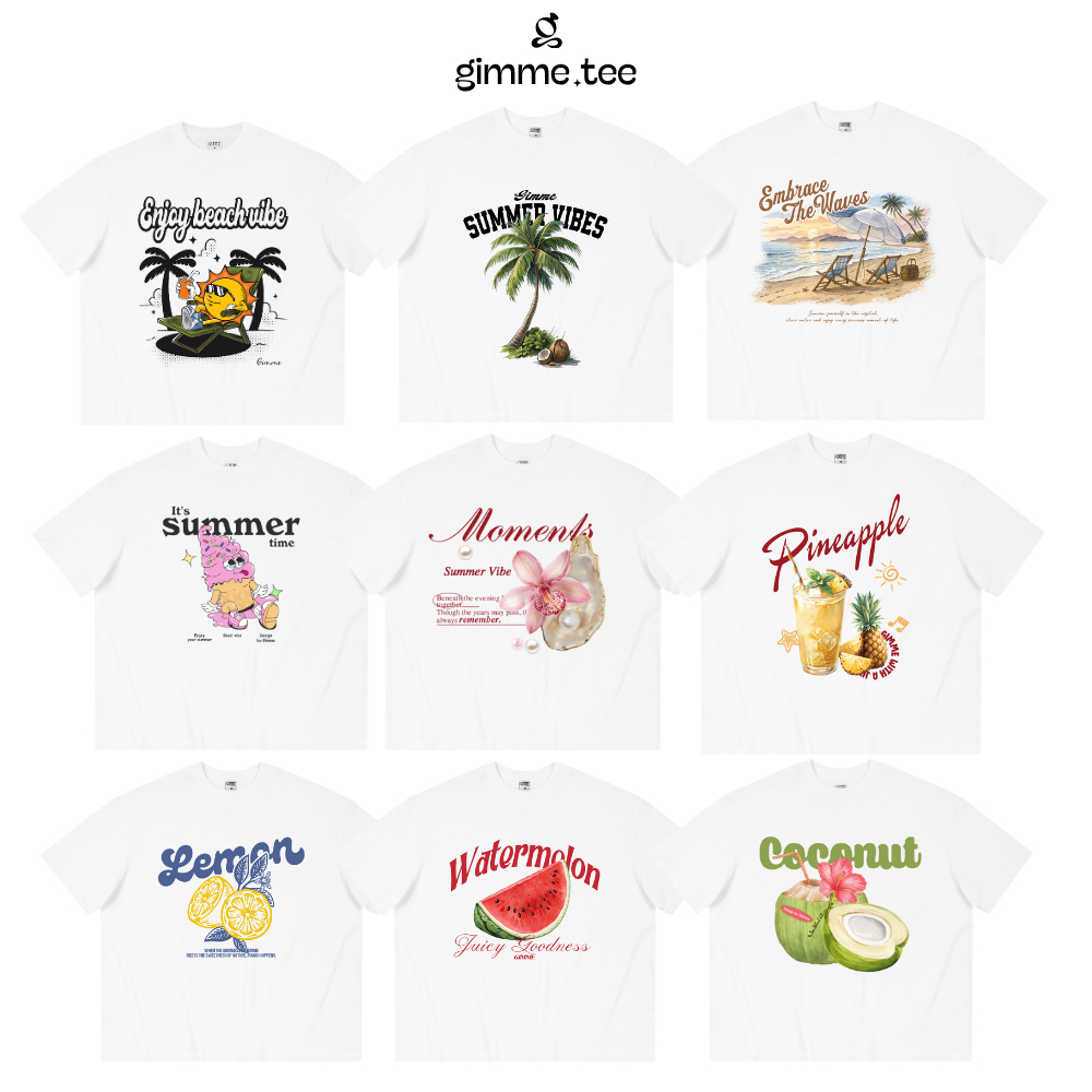 [CHÍNH HÃNG GIMME] Áo Thun Boxy Đi Biển Gimme - MÙA HÈ - Premium Cotton 250gsm Cotton 2 Chiều - GMBX15