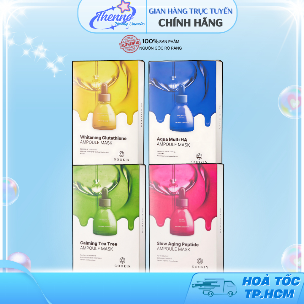Hộp 10 Mặt Nạ Dịu Da, Cấp Nước, Dưỡng Sáng Gookin Ampoule Mask 30mlx10 Hàn Quốc