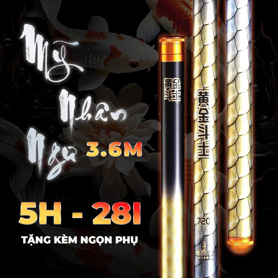 Cần Câu Tay Mỹ Nhân Ngư 5H - 8H - 10H Phân Bổ 28i Tải Cá Từ 5-7kg Tặng Kèm Ngọn.