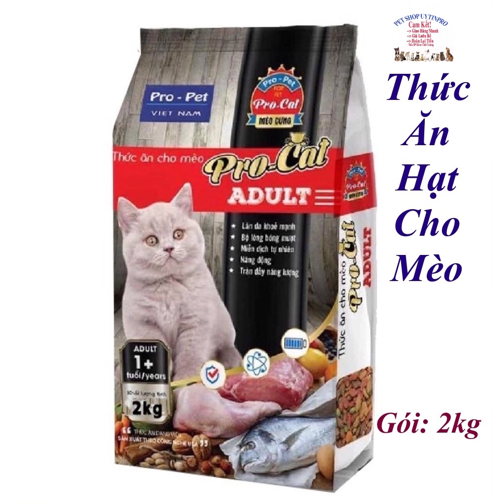 THỨC ĂN HẠT CHO MÈO Pro-Cat Aldult Túi 2kg Xuất xứ Pro-Pet Việt Nam Dinh dưỡng hoàn chỉnh cho Mèo