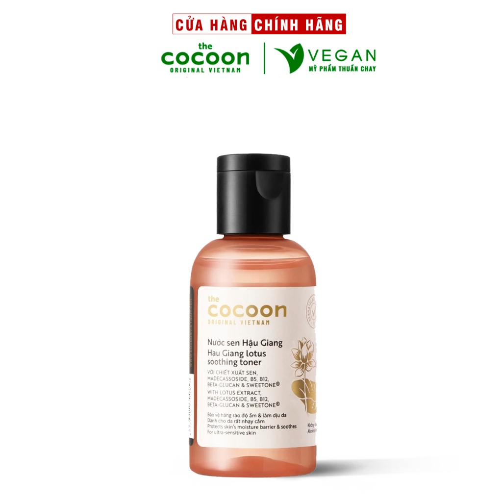 Trial size - Toner Nước cân bằng da Sen Hậu Giang Cocoon 50ml VEGAN - Mỹ Phẩm Thuần Chay