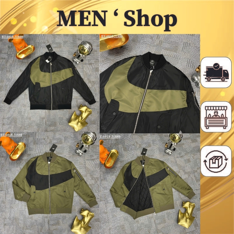 Áo Khoác Bomber Trần Bông Nice Phối 2 Màu Chữ Thêu Cực Đẹp- Áo Khoác Mùa Đông Cao Cấp Hot Trend 2024