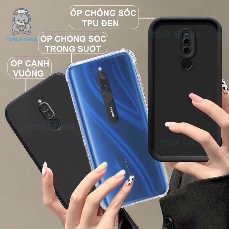 Ốp lưng Xiaomi Redmi 8 / 8A chống sốc đen,kem,TPU viền vuông,chống sốc trong suốt silicon