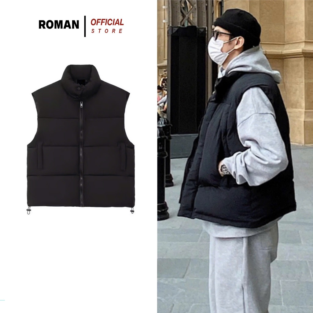 Áo khoác phao gile nam nữ thu đông form boxy trần bông dày dặn ROMAN AP01