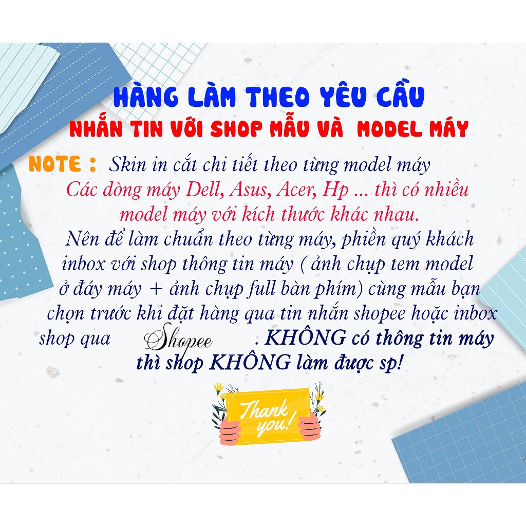 Skin laptop dành cho mọi dòng máy, miếng dán bảo vệ Laptop có hỗ trợ in hình theo yêu cầu