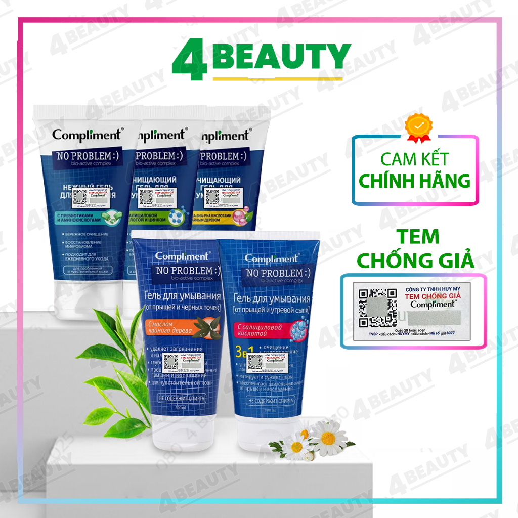 Sữa rửa mặt Compliment No Problem giảm viêm, ngừa mụn - 200ml