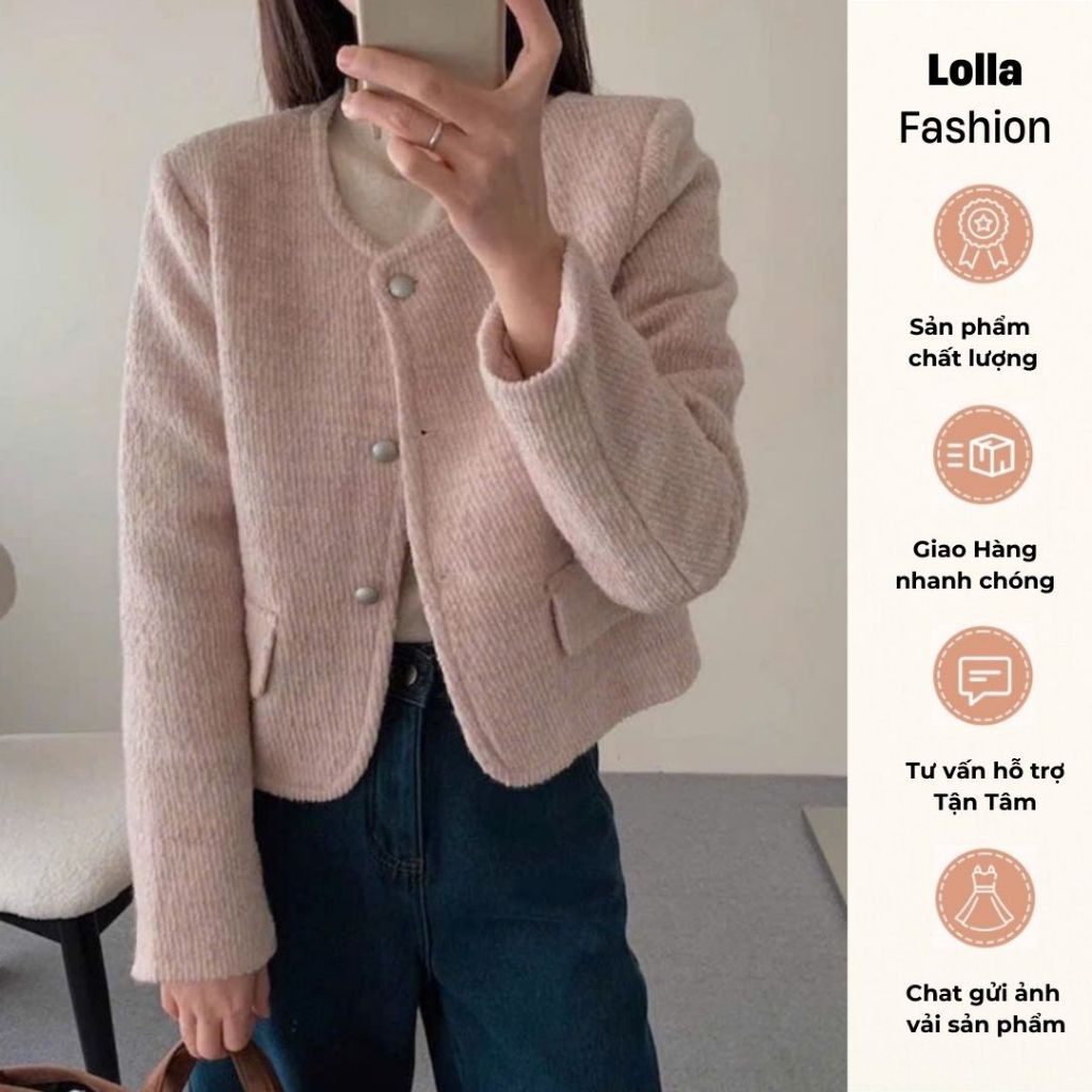 Áo Khoác Dạ Nữ Chất Lông Cừu Mềm Mịn 2 Lớp Có Đệm Vai Đủ Màu Phong Cách Hàn Quôc M24152 - lolla fashion