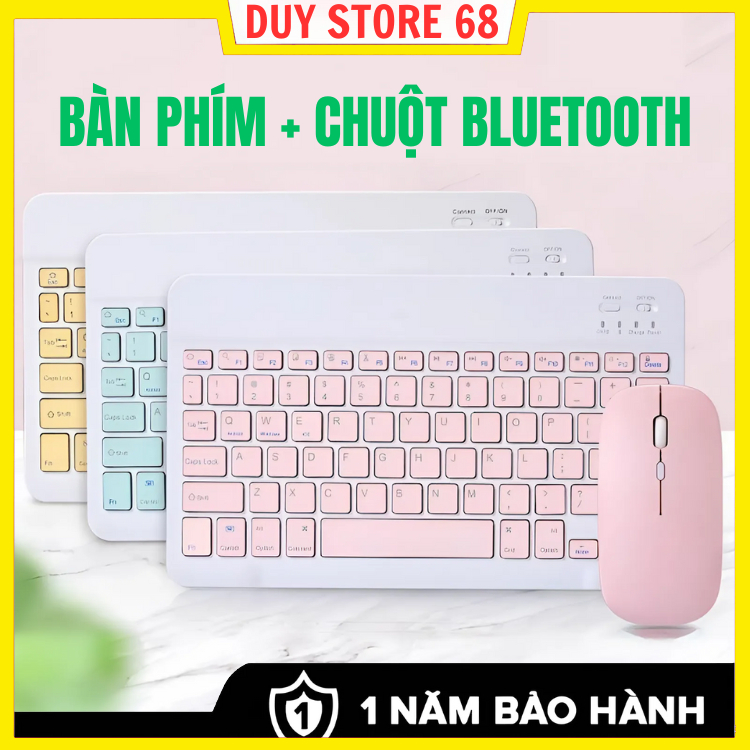 Bàn phím Bluetooth 10 inch Bluetooth 5.0 phạm vi kết nối hiệu quả 10 mét kèm theo chuột Bộ sản phẩm