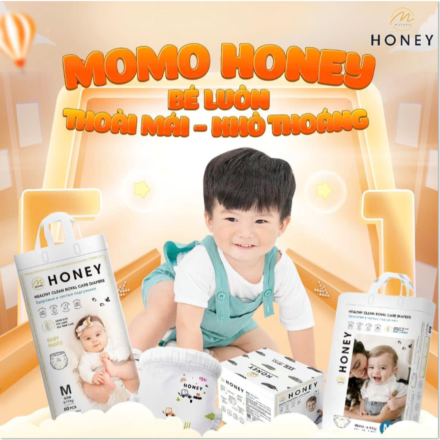 (MẪU MỚI PREMIUM ) Bỉm MOMO HONEY PREMIUM dán quần đủ size NB/S/M/L/XL/2XL/3XL simgphone