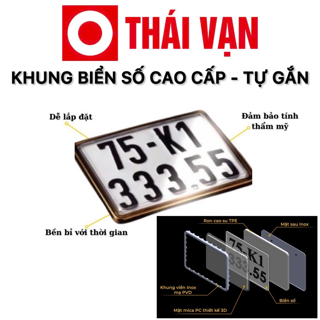 Khung Biển Số Xe Máy Cao Cấp - Tự Gắn - Thái Vạn